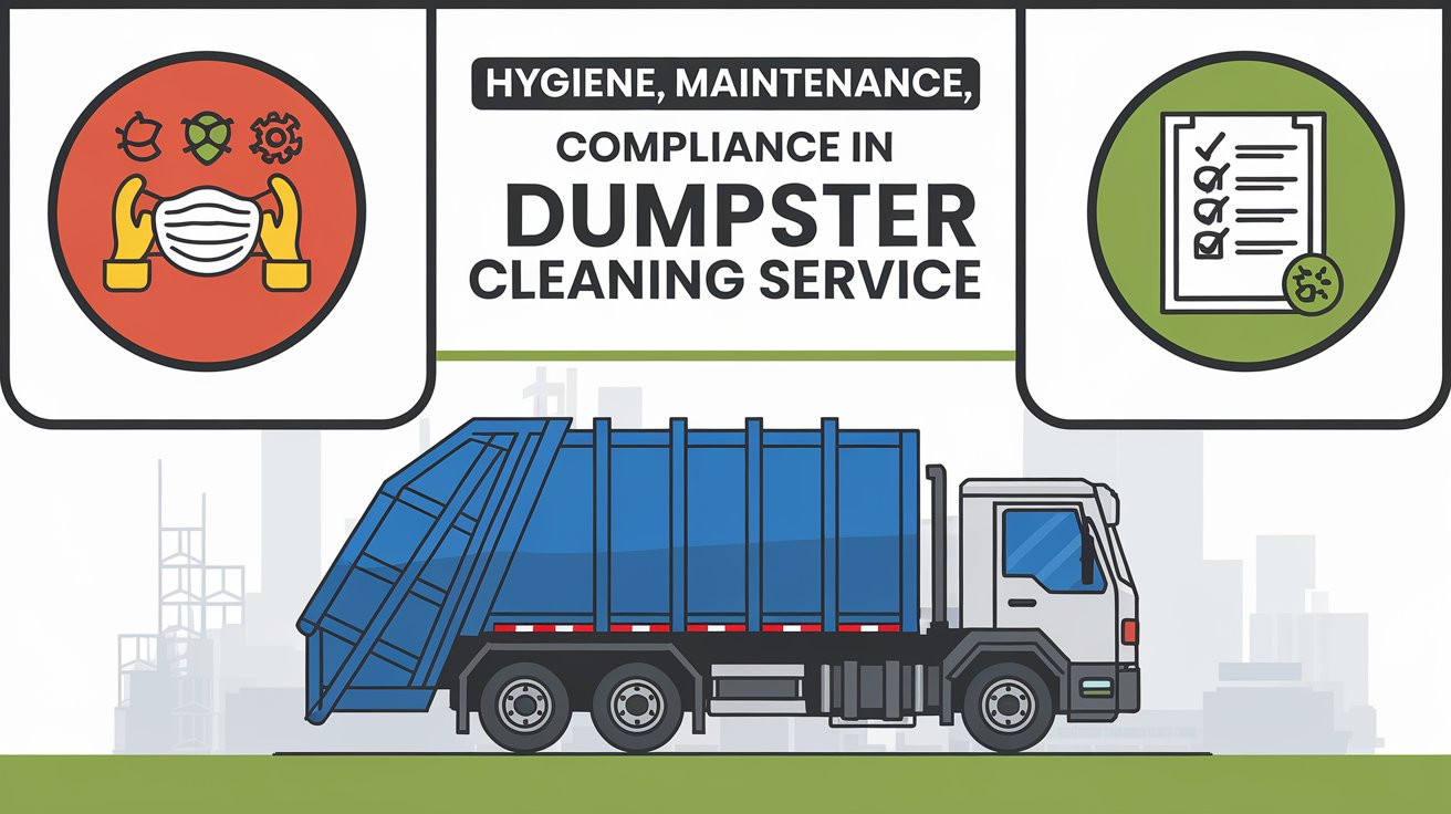 Image depicting a dumpster cleaning service ensuring hygiene maintenance and compliance with sanitation standards.